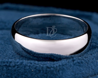10k/14k/18k Solid White Gold Wedding Band,Polished Comfort Fit, Classic Wedding Rings for Men and Women, Plain Simple Wedding Band Ring