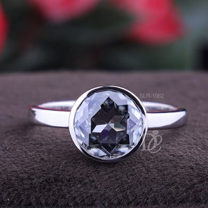 Antique Bezel Set 2.33 CT Portuguese Cut dark Gray Moissanite Engagement Ring,10K Solitaire Wedding Ring,Anniversary Gift Rings For Women