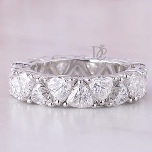 9.60 CT Trillion Cut Colorless Moissanite Wedding Band,Full Eternity Diamond Engagement Band,Stacking Anniversary Ring,Proposal Band for Her