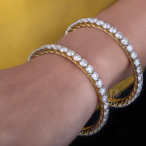 Moissanite Tennis Bracelet,3 MM Round Cut Colorless Moissanite Wedding Bracelet,14k Solid Box Lock Setting,Moissanite Bracelet Gift for Her