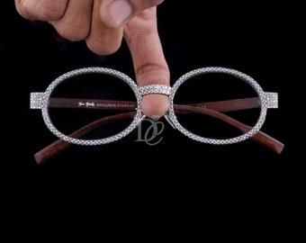 Sunglasses - Moissanite Diamond Sunglasses - Iced Out Glasses Mens - Gold Glasses - Men Hip Hop Style Sunglasses - 14k Yellow Gold Over