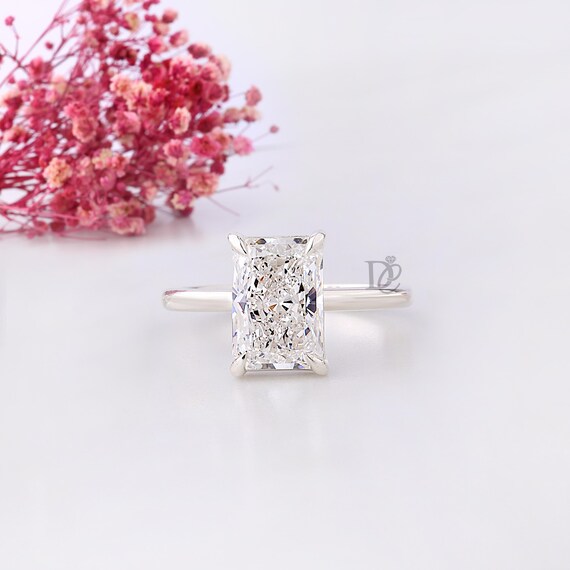 Radiant Cut Lab Grown Diamond Engagement Ring,1.00 to 5.00 CT Radiant Cut Solitaire Wedding Ring,Promise Ring for Women,Anniversary Gifts