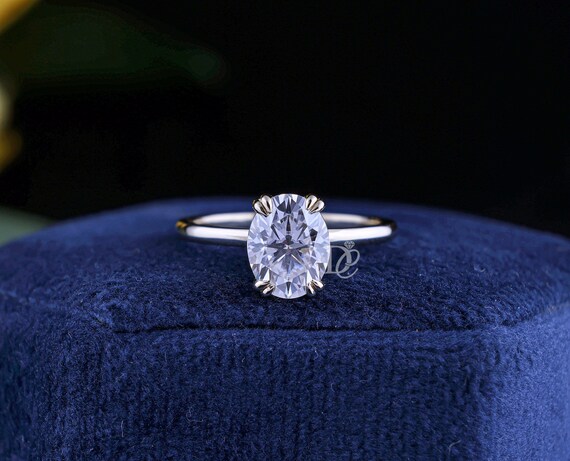 Oval Engagement Ring, Moissanite Wedding Ring for Women,Oval Moissanite Solitaire Ring, Anniversary Gift Ring,Double Claw Prong Set Ring,