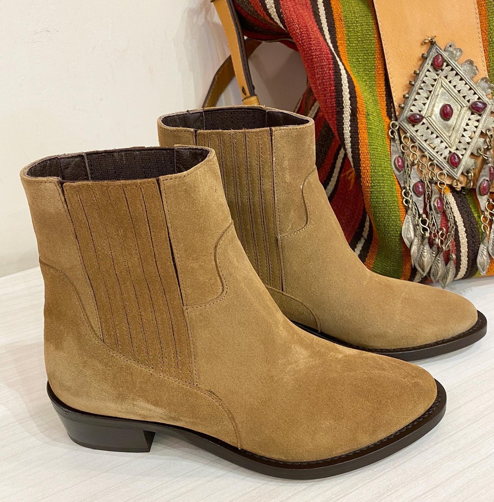 Camel Suede Boots Women's Western Boots Leather Cowgirl Etsy