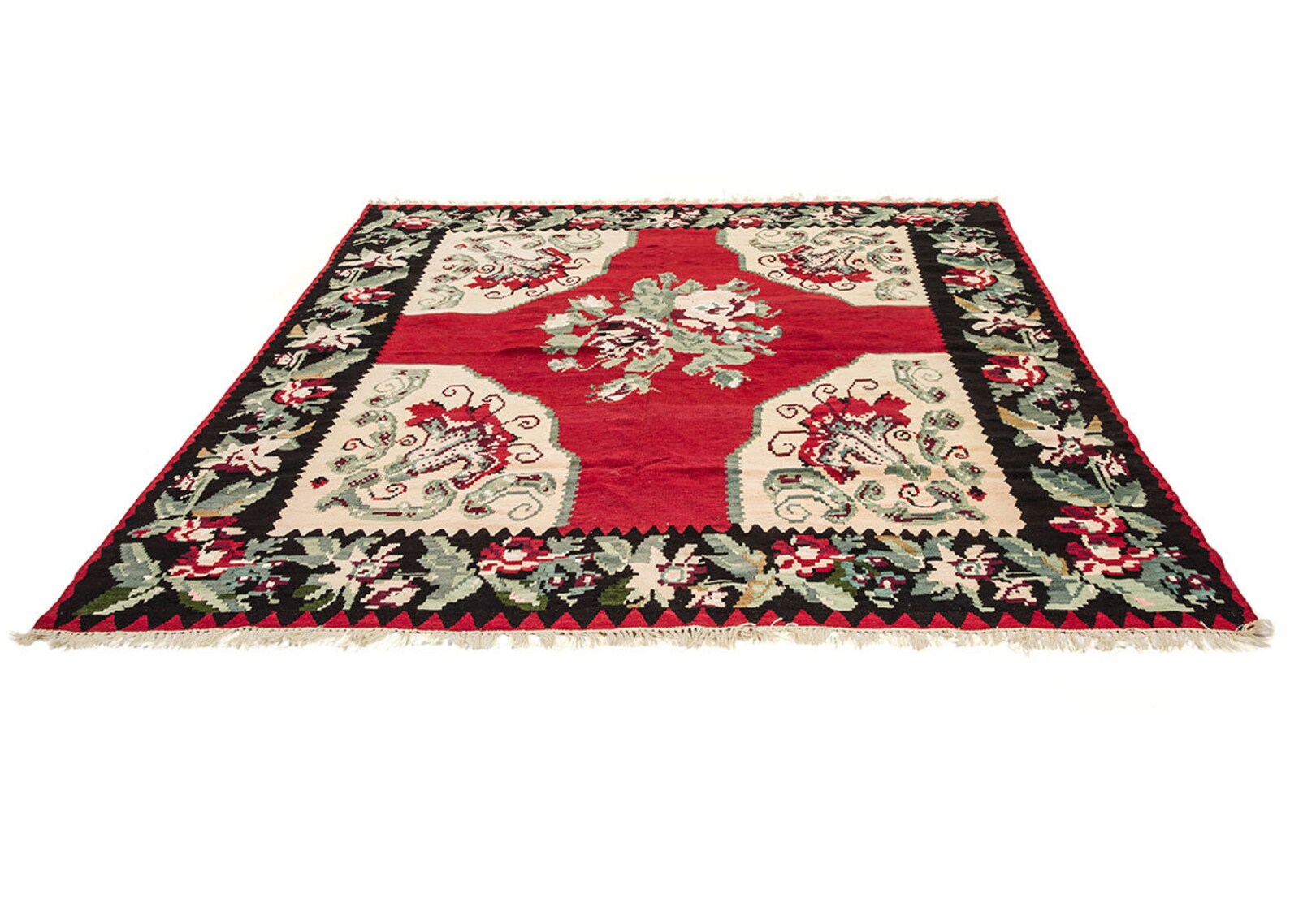 Red Square Rug 7x7 Floral Decorative Carpet Red Corner Rug Etsy