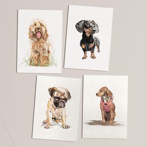 Hunde Postkarten - Aquarell Malerei, Geschenk für Hundeliebhaber, Süßes Hundebriefpapier Geschenk, Cockapoo, Mops, Dackel, Spaniel Art Prints