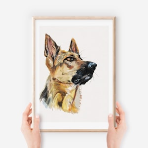 German Shepherd Watercolor Art Print: Dog Memorial Gift