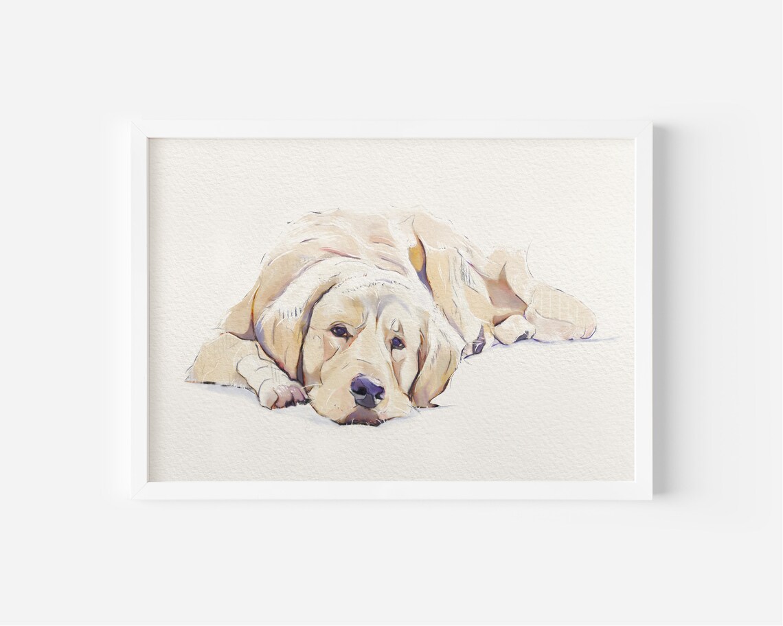 Golden Retriever Wall Art | Watercolor Dog Painting | Home Decor for ...