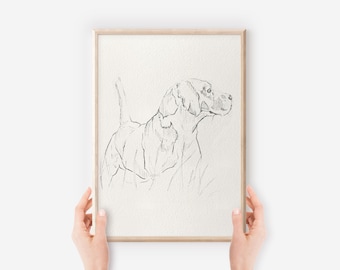 Beagle dog | Beagle puppy | Beagle drawing | Beagle Wall Art | Art Print | Dog drawing | Hand drawn | Beagle Artwork | Beagle print |