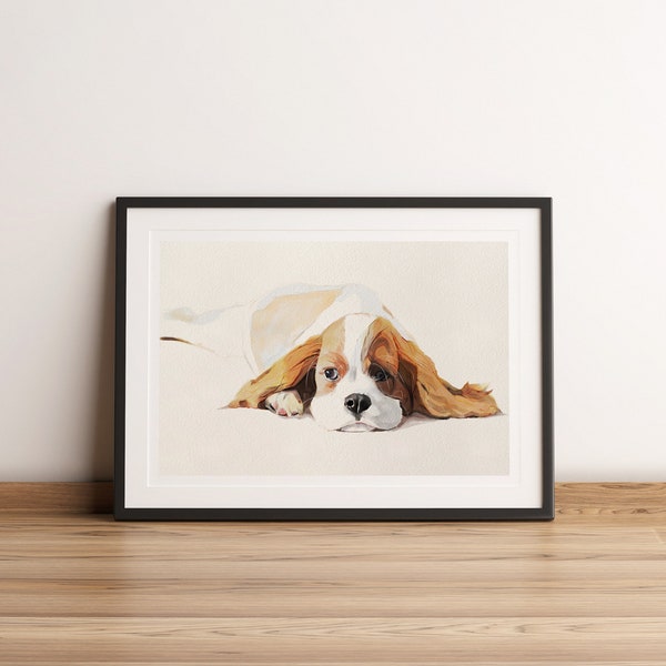 Peinture Cavalier King Charles Spaniel, cadeau Cavalier Charles Spaniel, idées pour amoureux des chiens, art chien, impression Charles Spaniel, impression aquarelle