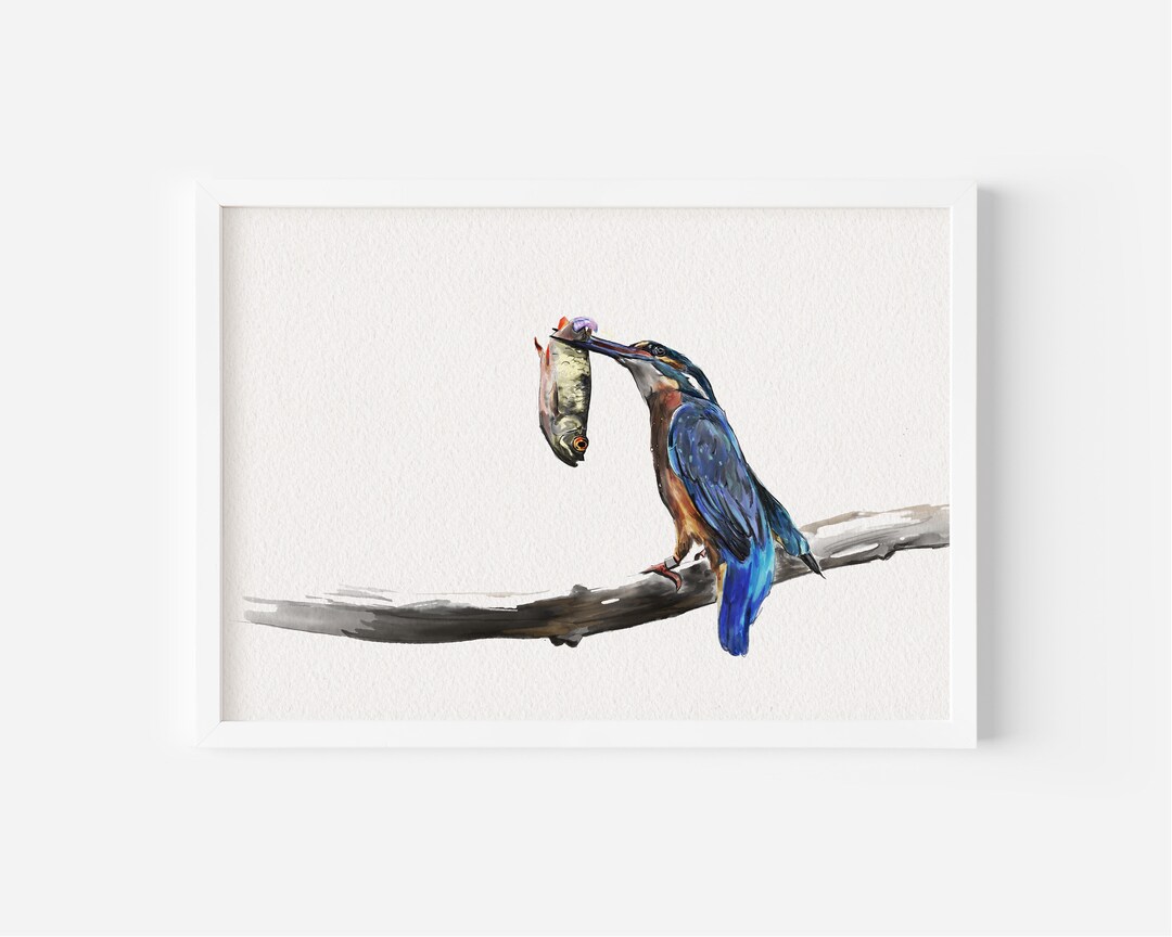 Kingfisher Art Print, Wildlife Watercolor Painting, Nature Lover Gift ...