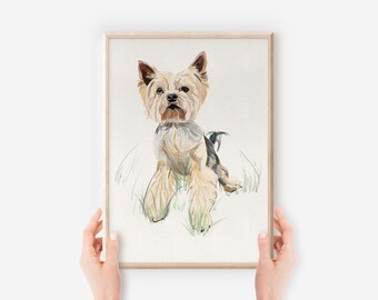 Yorkie Printable Wall Art, Dog Lover Gift, Yorkshire Terrier Portrait, Pet Memorial Gift, Digital Download, Instant Download, Dog Mom Gift