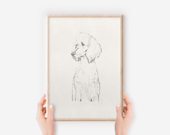 Poodle Art Print | Dog Sketch | Hand Drawn Art Print | Dog Lover ideas | Poodle Dog Art Print | Poodle Wall Art