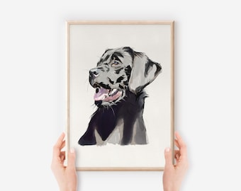 Black Labrador Watercolor Art Print | Labrador Memorial Gift | Dog Lover Wall Art