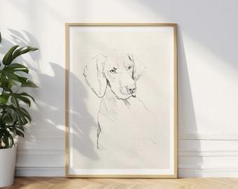 Vizsla Art Print, Vizsla Dog Lover Gift, Vizsla Wall Art, Vizsla Sketch, Pet Memorial Gift