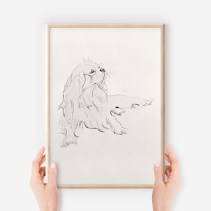 Charles Spaniel Cavalier King Portrait, Dog Lover Gift, Pet Portrait Art Print, Gifts for dog lovers, Fine Art Print, Wall Art