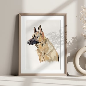 German Shepherd Watercolor Print, Gifts for Dog Lovers, Art Print, Pet Memorial, Pet Portrait