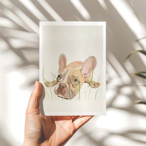 French Bulldog Gift Print, Frenchie Watercolor Dog Lover Wall Art, Unframed Poster for Home