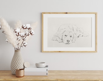 Golden Retriever | Golden Retriever dog | Art Print | Dog drawing | Dog sketch | Hand drawn | Wall Art| Golden Retriever Art| Pencil drawing
