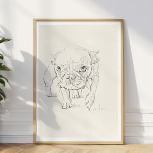 French Bulldog Sketch Printable, Dog Lover Gift, Frenchie Wall Art Digital Download, Dog Mom & Dad Gift