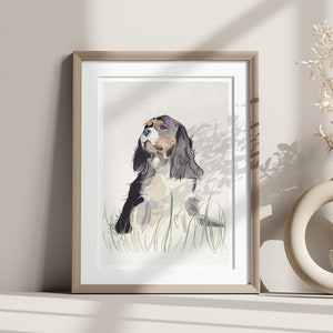 Cavalier King Charles Watercolor Art Print, Pet Memorial, Pet Portrait, Dog Lover Gift, Wall Art, Wall Hanging, Living Room Art