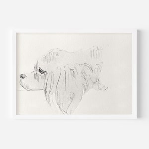 Cavalier King Charles Spaniel Art, Dog Lover Gift, Charles Spaniel Portrait, Pet Memorial Gift, Charles Spaniel Wall Art Print, Dog Mom Gift