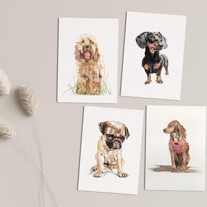 Hunde Postkarten, Geschenke für Hundeliebhaber, Haustier Person Geschenk, Cockapoo, Dackel, Mops, Cocker Spaniel, Geschenkset, Aquarell Hunde,Vatertagsgeschenk