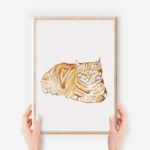 Tabby Cat Watercolor Painting, Cat Lover Gift, Pet Portrait, Gifts for Cat Lovers, Cat Mom, Cat Dad, Cat Wall Art, Fine Art Prints