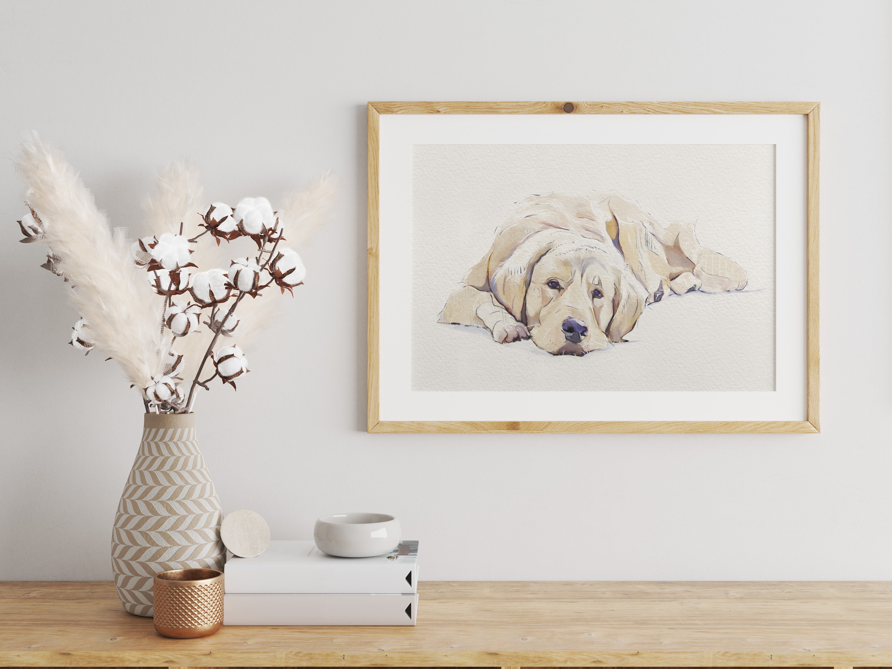 Golden Retriever Wall Art | Watercolor Dog Painting | Home Decor for ...