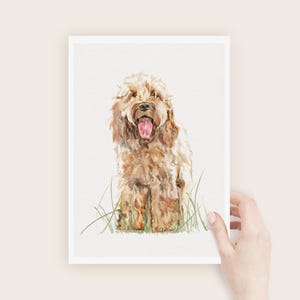 Stampa artistica di Cockapoo, ritratto di cane, regalo per amanti dei cani, decorazione murale con cane, idee regalo per la festa del papà, acquerello, fatto a mano