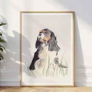 Cavalier King Charles Spaniel Pet Memorial Print, Cavalier King Charles Spaniel Wall Art, Watercolor Art Print