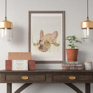 French Bulldog Watercolor Wall Art, Frenchie Dog Print for Nursery or Living Room Decor