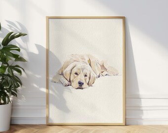 Arte de parede imprimível de Golden Retriever – Download digital de retrato de cachorro
