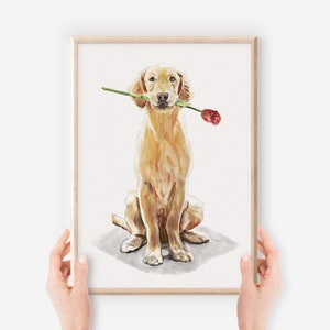 Golden Retriever Watercolor Print, Dog Lover Gift, Wall Art Print, Dog Mom Gift, Dog Memorial Gift, Pet Portrait