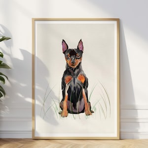 Zwergpinscher Aquarell Malerei, Hundeliebhaber Geschenk, Mini Pin Kunstdruck, Haustier Portrait, Hunde Gedenkgeschenk, Hunde Mutter Geschenk