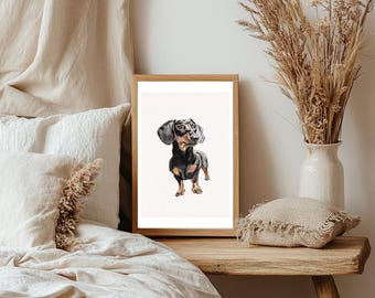 Arte de parede imprimível de Dachshund – Download digital de impressão de cachorro