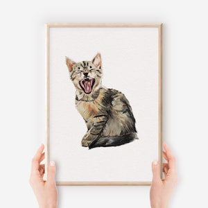 Tabby Cat Print, Cat Wall Art, Cat Painting, Cat Lover Gift