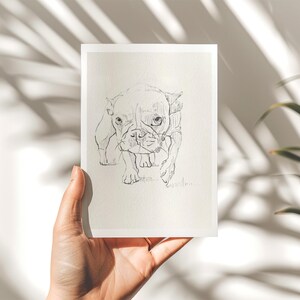 French Bulldog Pencil Sketch, Minimalist Frenchie Dog Wall Art, Vintage Bulldog Drawing Print