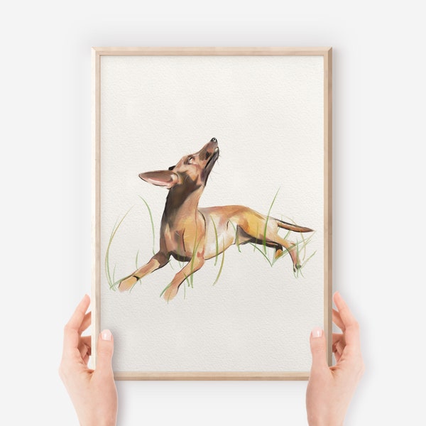 Pinscher nain Peinture | Impression d'art animalier | Impression d'art de chien | Cadeau d'amant de chien | Mini Pinscher Illustration