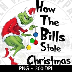 How The Bills Stole Christmas Grafikdesign, PNG-Datei digitaler Download, Verwendung mit Photoshop, Canva, Grafikprogrammen