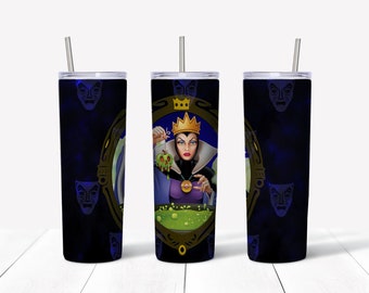 Evil Queen 20oz Skinny Tumbler Sublimation Design, Straight Tumbler PNG File Digital Download, Use with Photoshop,  Canva, graphic programs