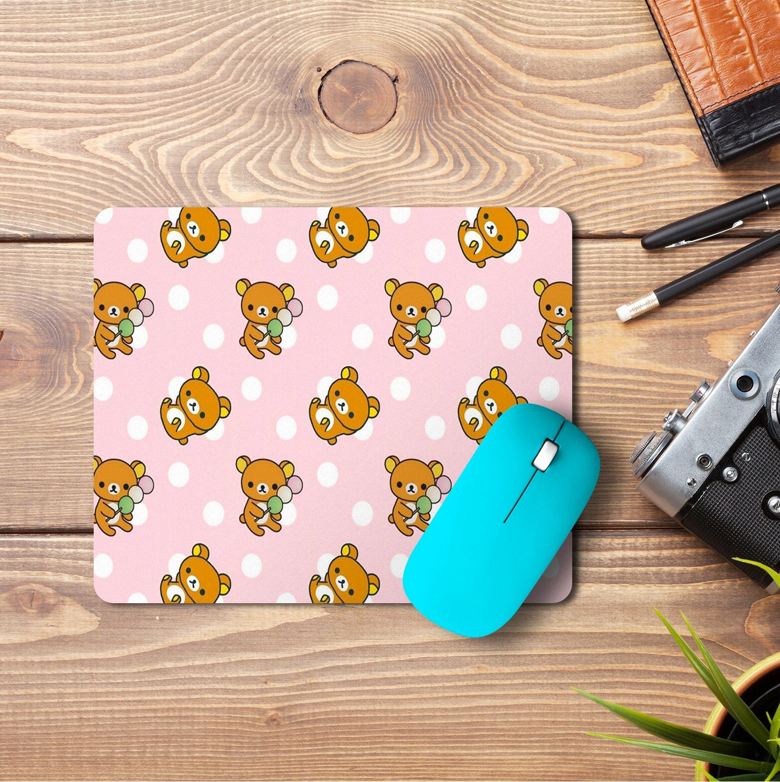 Teddy Bear Mouse Pad Kawaii Manga Pad for Mouse Mat Round Rug Etsy