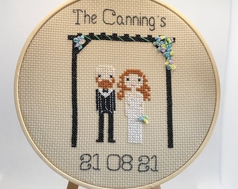 Customized Cross Stitch People Wedding/Anniversary portraits