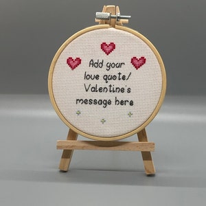 Custom Cross Stitch Hoop Gift - Valentines/Anniversary