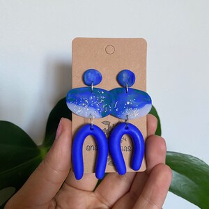 Cobalt blue sand clay earrings