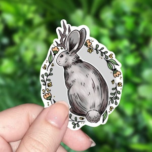 Jackalope Cryptid Sticker | Holographic Water Resistant