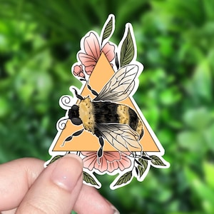 Bumble Bee & Floral Sticker | Holographic Water Resistant