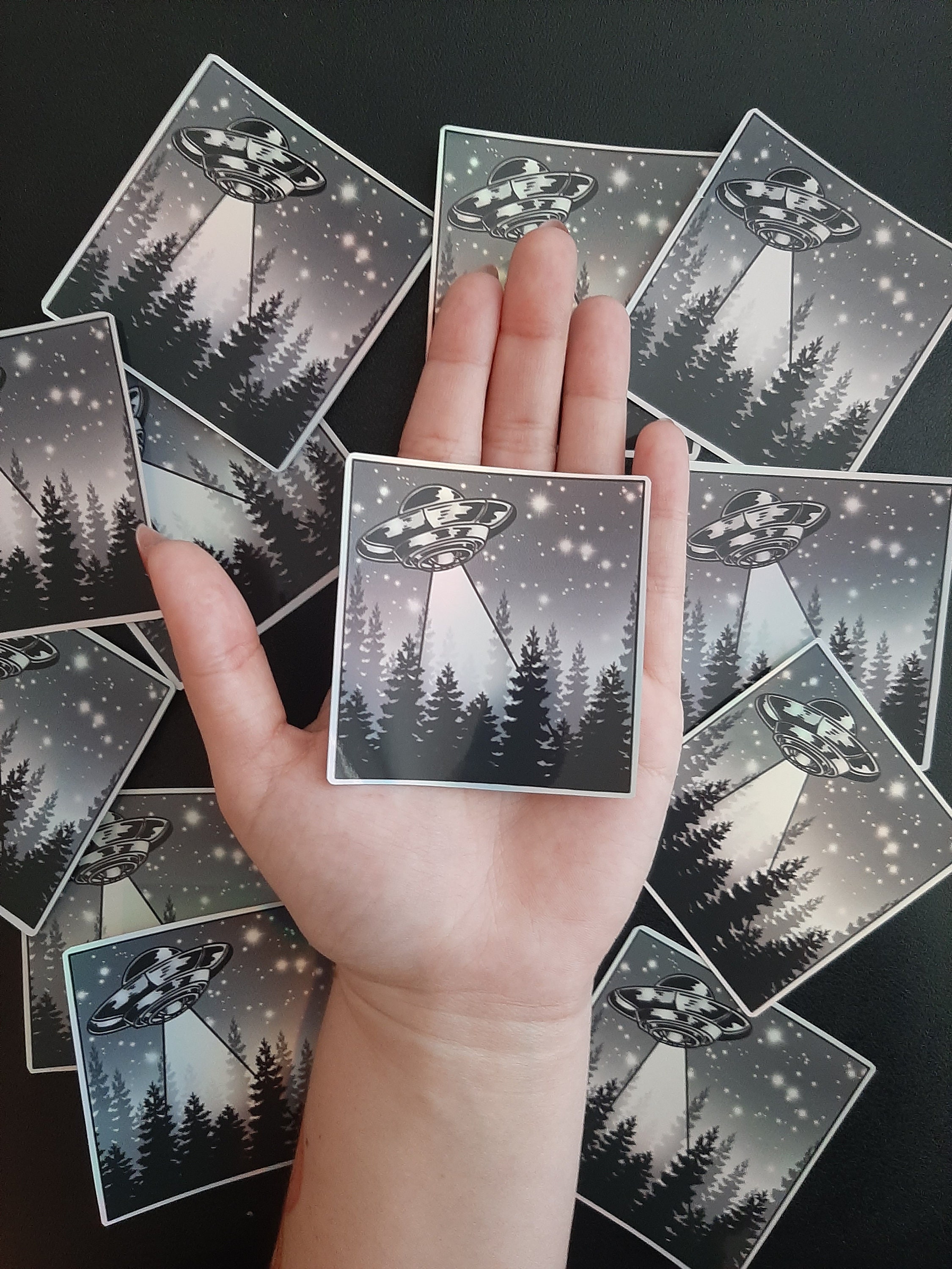 UFO Alien Sticker Holographic Water Resistant - Etsy