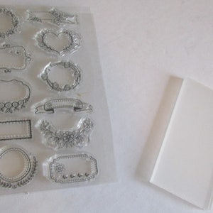 Ensemble de tampons en silicone 11 pièces - Tag_Label avec bloc d’estampage. Fabrication de cartes, scrapbooking, artisanat, invitations, fêtes, décorations à thème