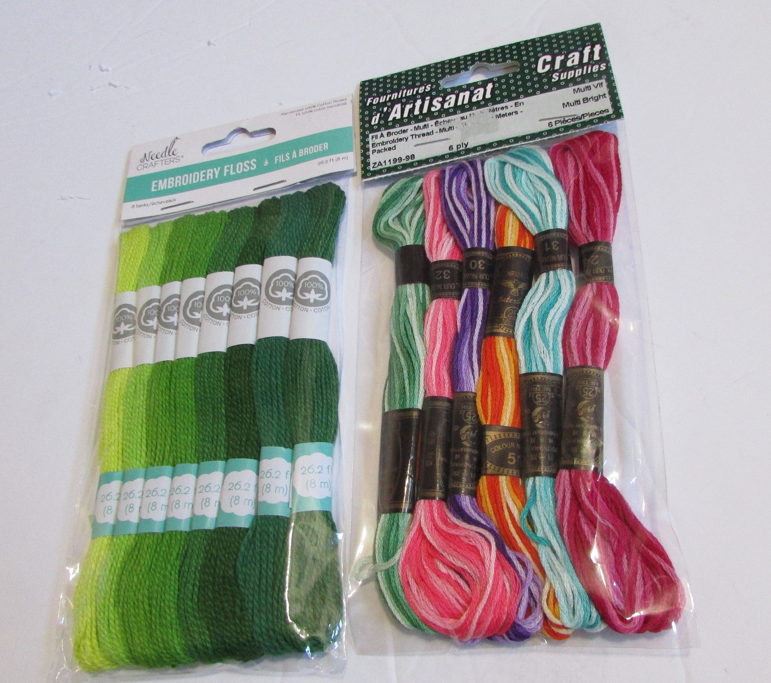 Embroidery Floss, 100 Cotton, 6 Ply, Floss Packages, 8 Metres Each